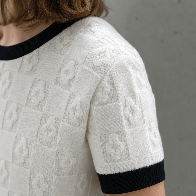 Elegant Checkerboard Knit Pullover for Women Designed for Modern Everyday Style