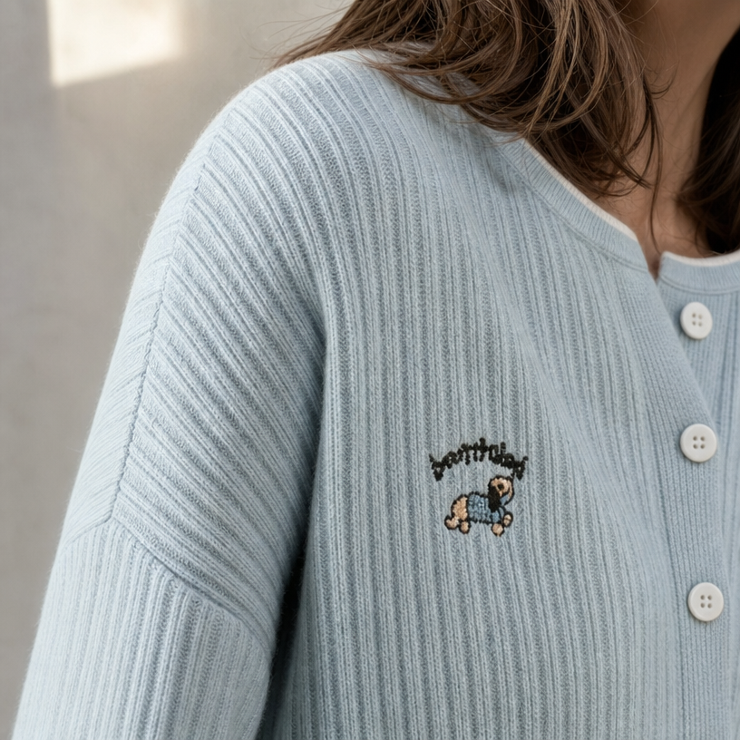 Comfortable Women's Embroidered Crewneck Cardigan with a Chic, Sophisticated Everyday Look