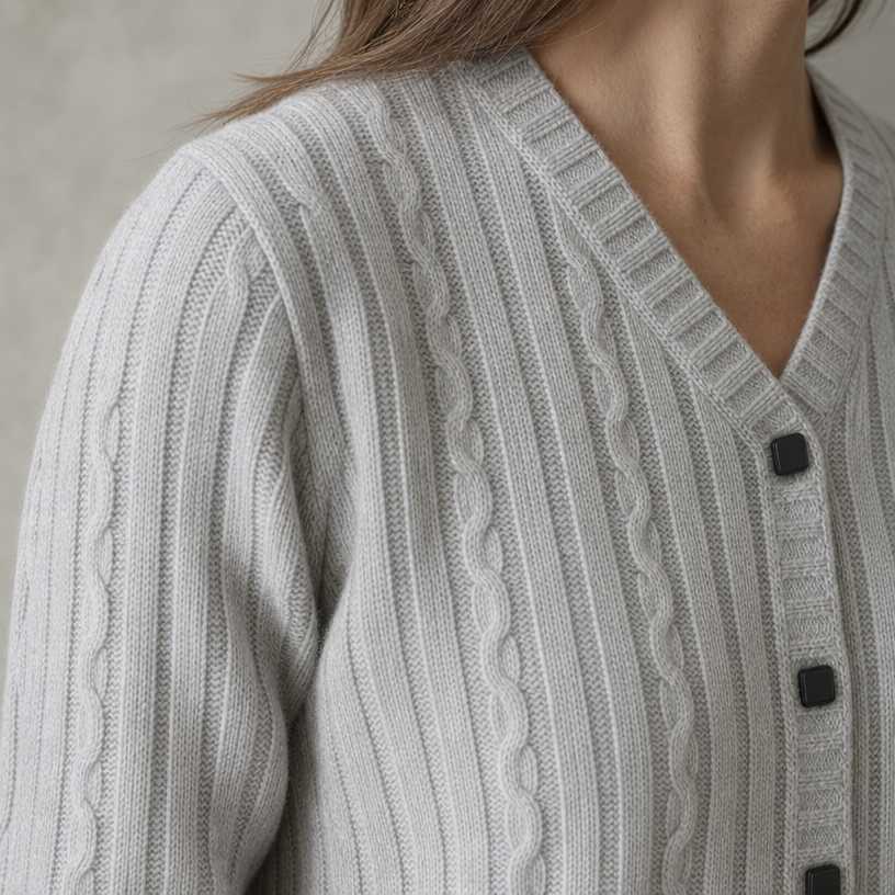 Stylish Ribbed Cable Cardigan for Women with a Refined and Modern Appeal