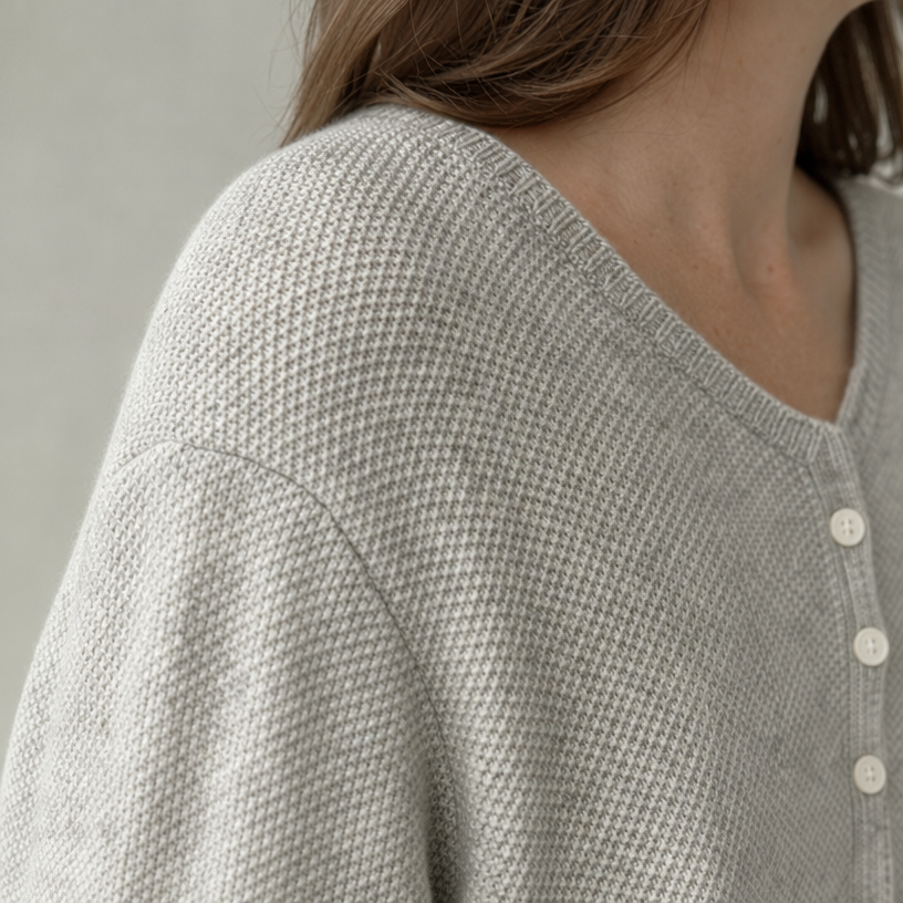 Stylish Women's V-Neck Button Pullover Designed for All-Day Comfort and Ease