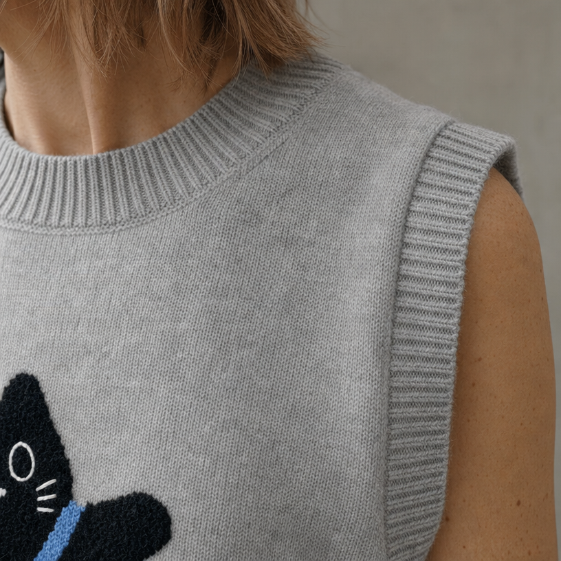 Elegant Women's Crewneck Knit Vest for Effortless Everyday Style and Comfort