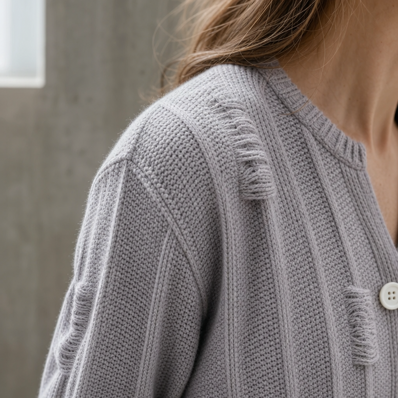 Comfortable Women's Ribbed Laddered Cardigan with a Chic, Sophisticated Everyday Look