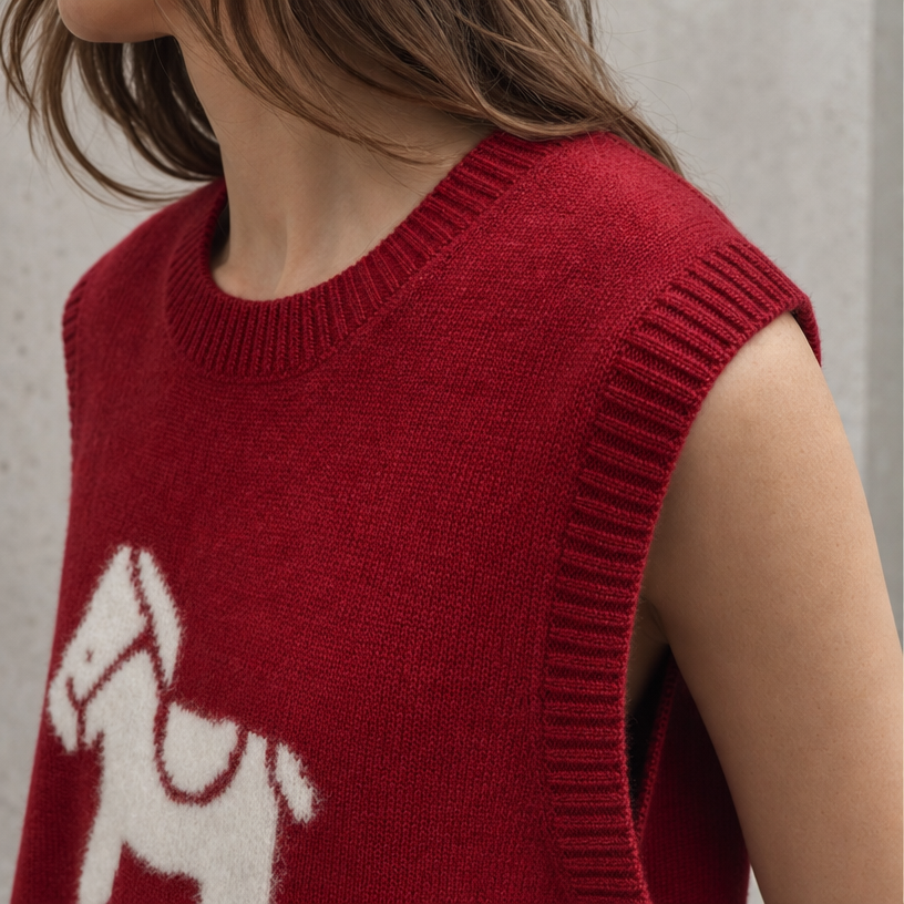 Stylish Women's Horse Motif Vest for Everyday Wear and Special Occasions