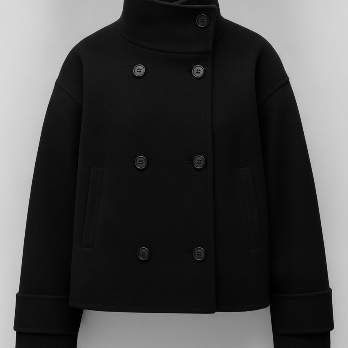 The Refined Cropped Double-Breasted Jacket Black