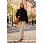 The Refined Cropped Double-Breasted Jacket Black