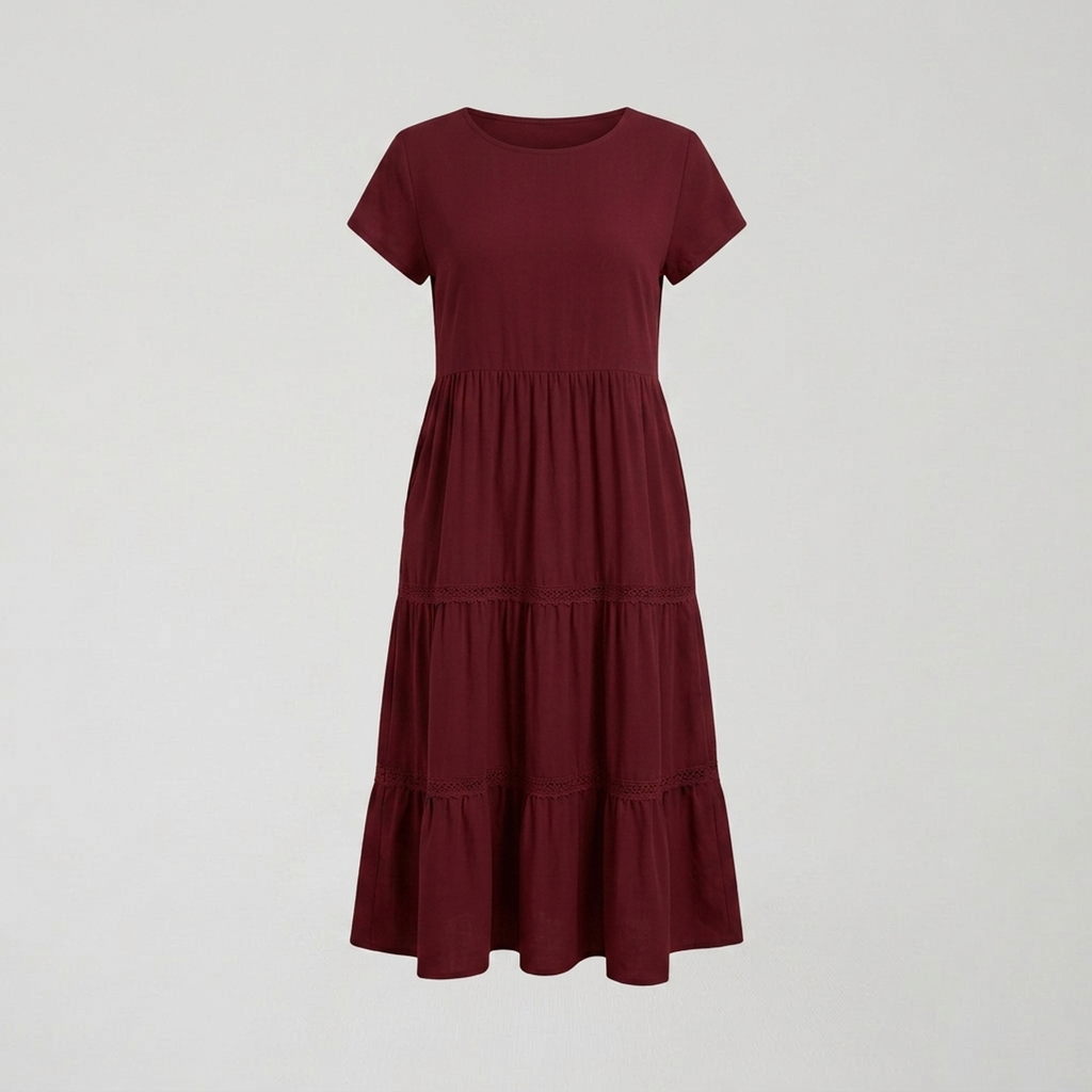 The Effortless Flow Midi Dress Burgundy