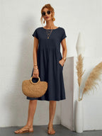 The Effortless Flow Midi Dress Dark Blue