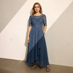 Timeless Elegance Lace Midi Dress | Special Occasion Dunkelblau