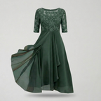 Timeless Elegance Lace Midi Dress | Special Occasion Dunkelgrün