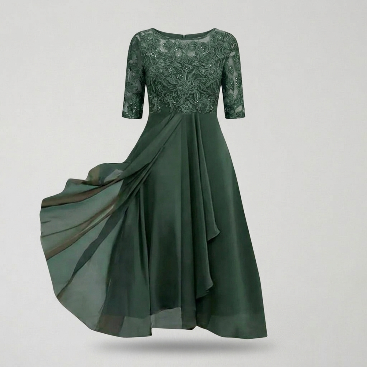 Timeless Elegance Lace Midi Dress | Special Occasion Dunkelgrün
