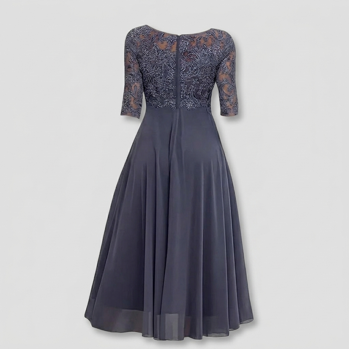 Timeless Elegance Lace Midi Dress | Special Occasion Grau