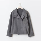 The Refined Cropped Double-Breasted Jacket Gray