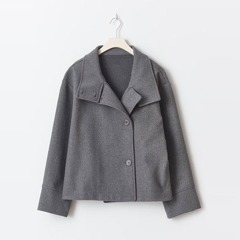 The Refined Cropped Double-Breasted Jacket Gray