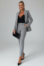 Refined Double-Breasted Tailored Suit Set Gray