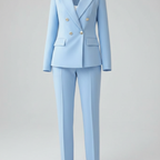 Refined Double-Breasted Tailored Suit Set Light blue