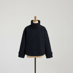 The Refined Cropped Double-Breasted Jacket Navy Blue