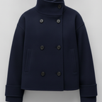 The Refined Cropped Double-Breasted Jacket Navy Blue