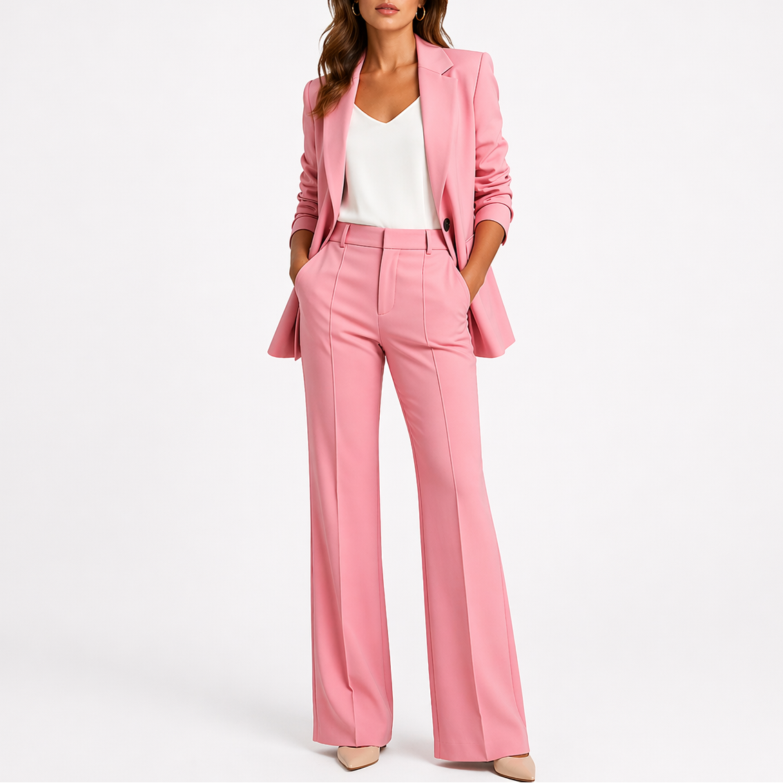 The Tailored Co-ord Set | Modern Blazer & Straight-Leg Trousers Pink