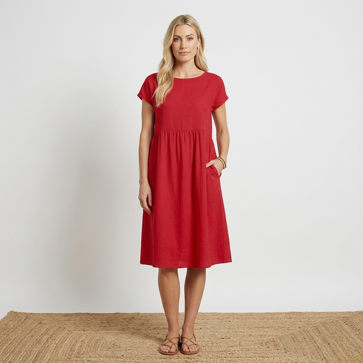 The Effortless Flow Midi Dress Red