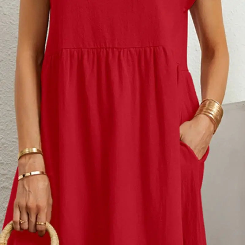 The Effortless Flow Midi Dress Red