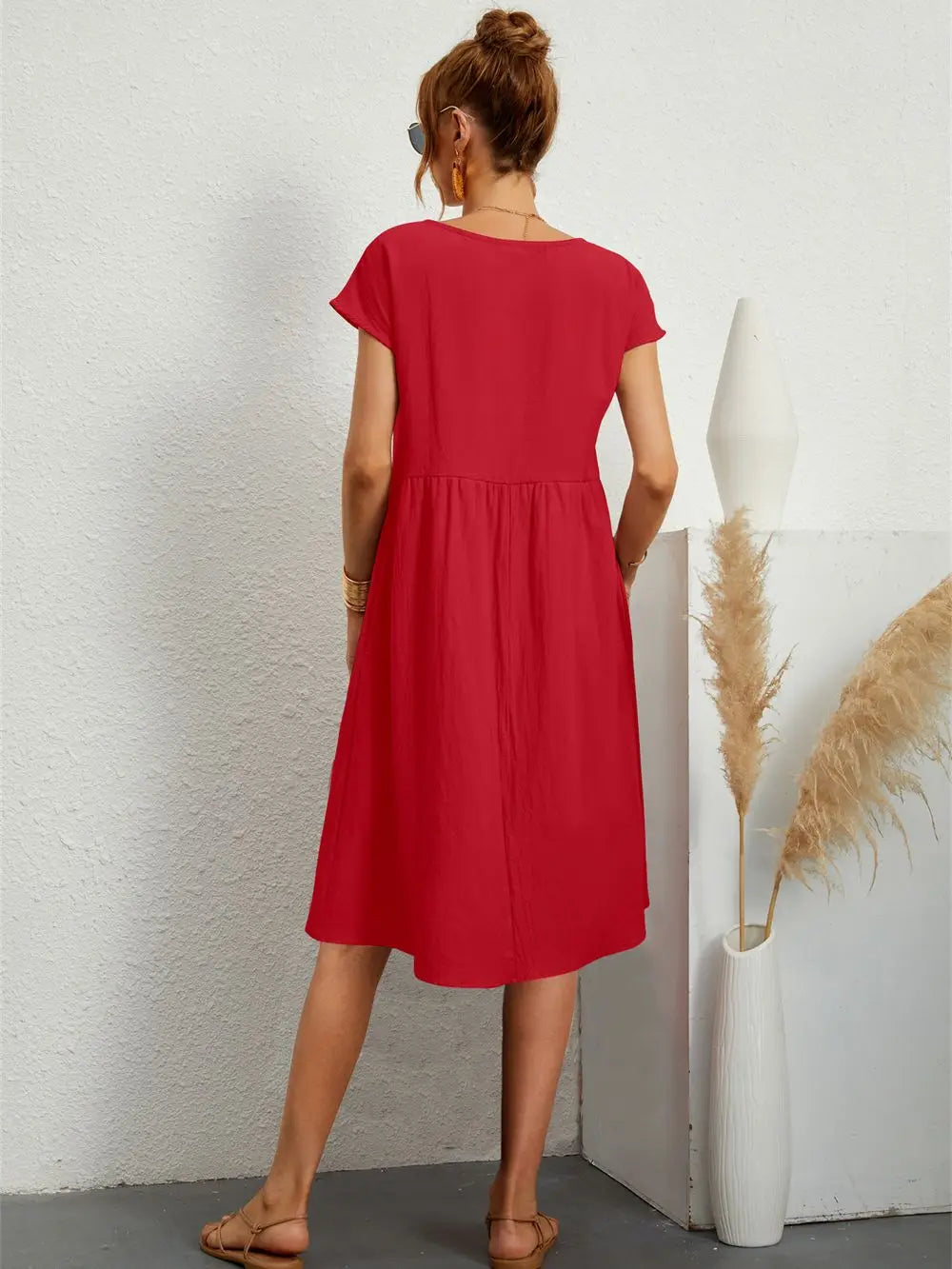 The Effortless Flow Midi Dress Red