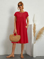 The Effortless Flow Midi Dress Red
