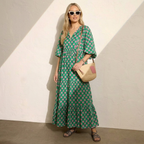 Vibrant Bloom Maxi Dress Grün/Rosa