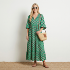 Vibrant Bloom Maxi Dress Grün/Rosa