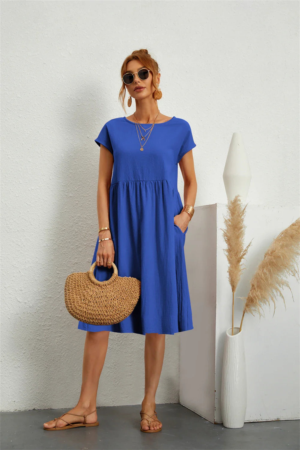The Effortless Flow Midi Dress Royal Blue