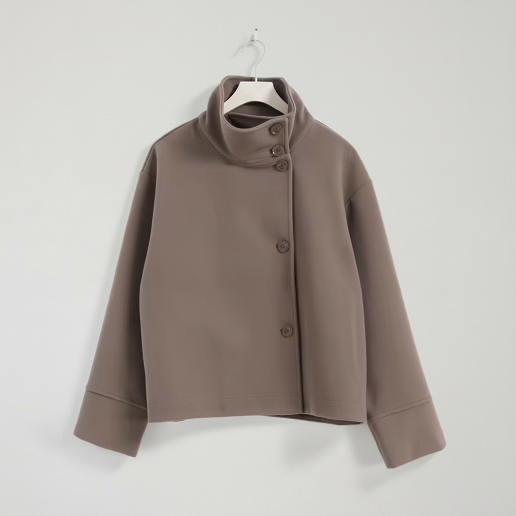 The Refined Cropped Double-Breasted Jacket Taupe