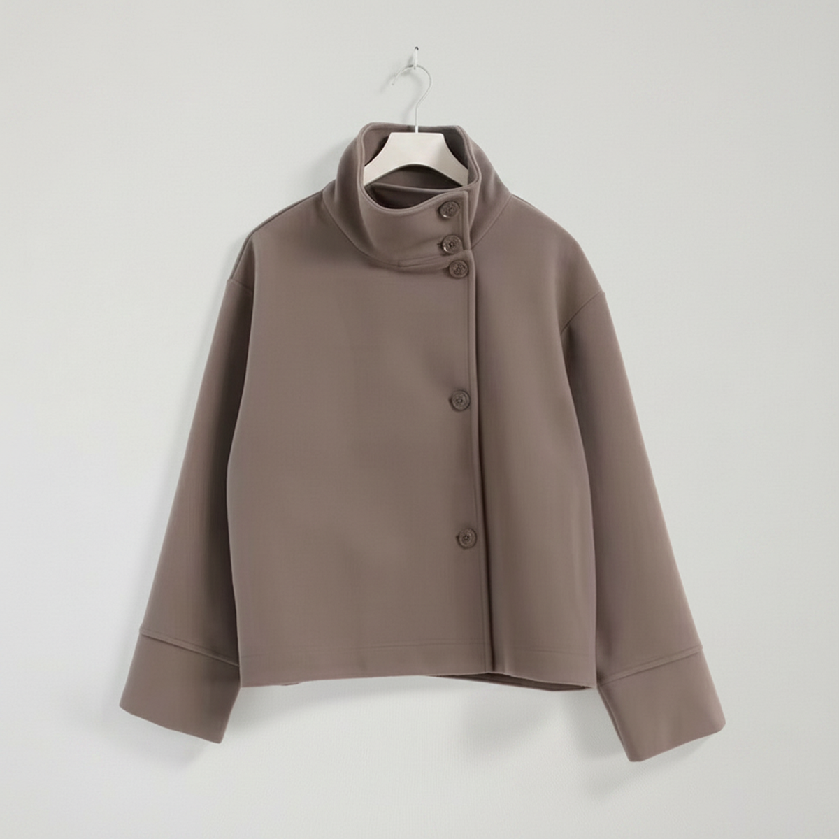 The Refined Cropped Double-Breasted Jacket Taupe