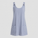 Gestreiftes ärmelloses Kleid mit Taschen Blau/Weiß