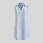 Riviera Stripe Sleeveless Shirtdress Blau/Weiß