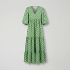 Vibrant Bloom Maxi Dress Grün/Weiß