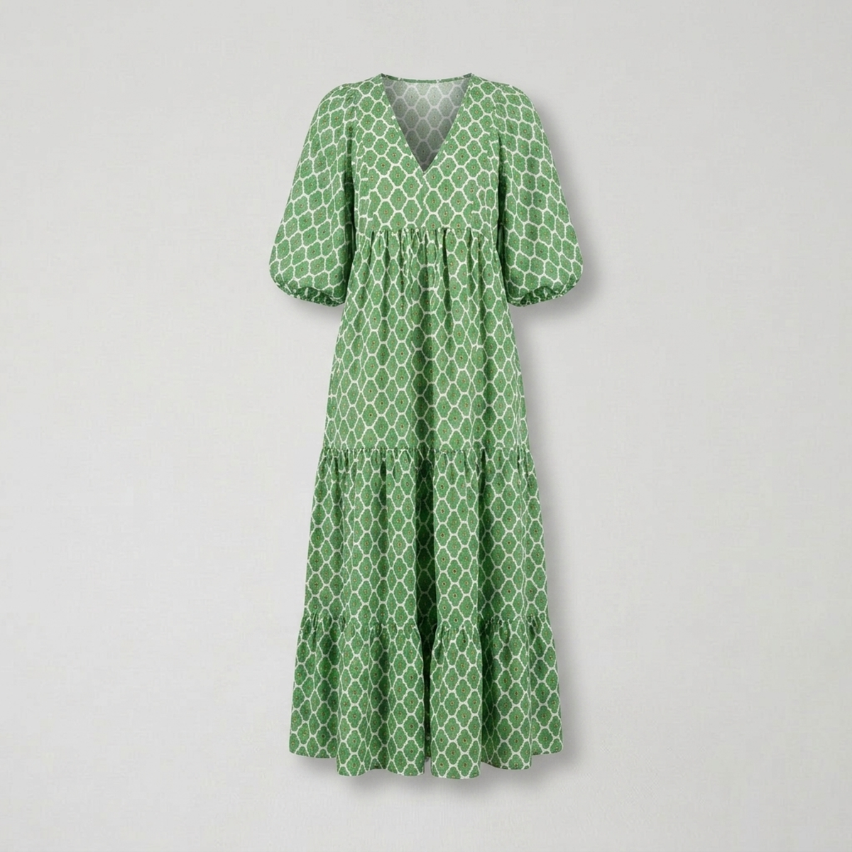 Vibrant Bloom Maxi Dress Grün/Weiß
