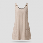 Gestreiftes ärmelloses Kleid mit Taschen Braun/Weiß