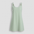 Gestreiftes ärmelloses Kleid mit Taschen Grün/Weiß