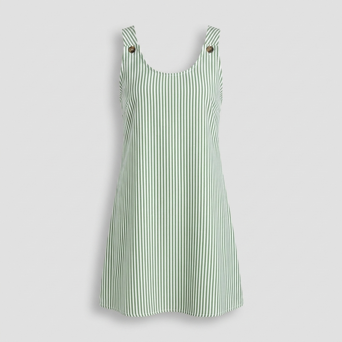 Gestreiftes ärmelloses Kleid mit Taschen Grün/Weiß