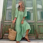 Vibrant Bloom Maxi Dress Grün/Weiß