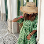 Vibrant Bloom Maxi Dress Grün/Weiß