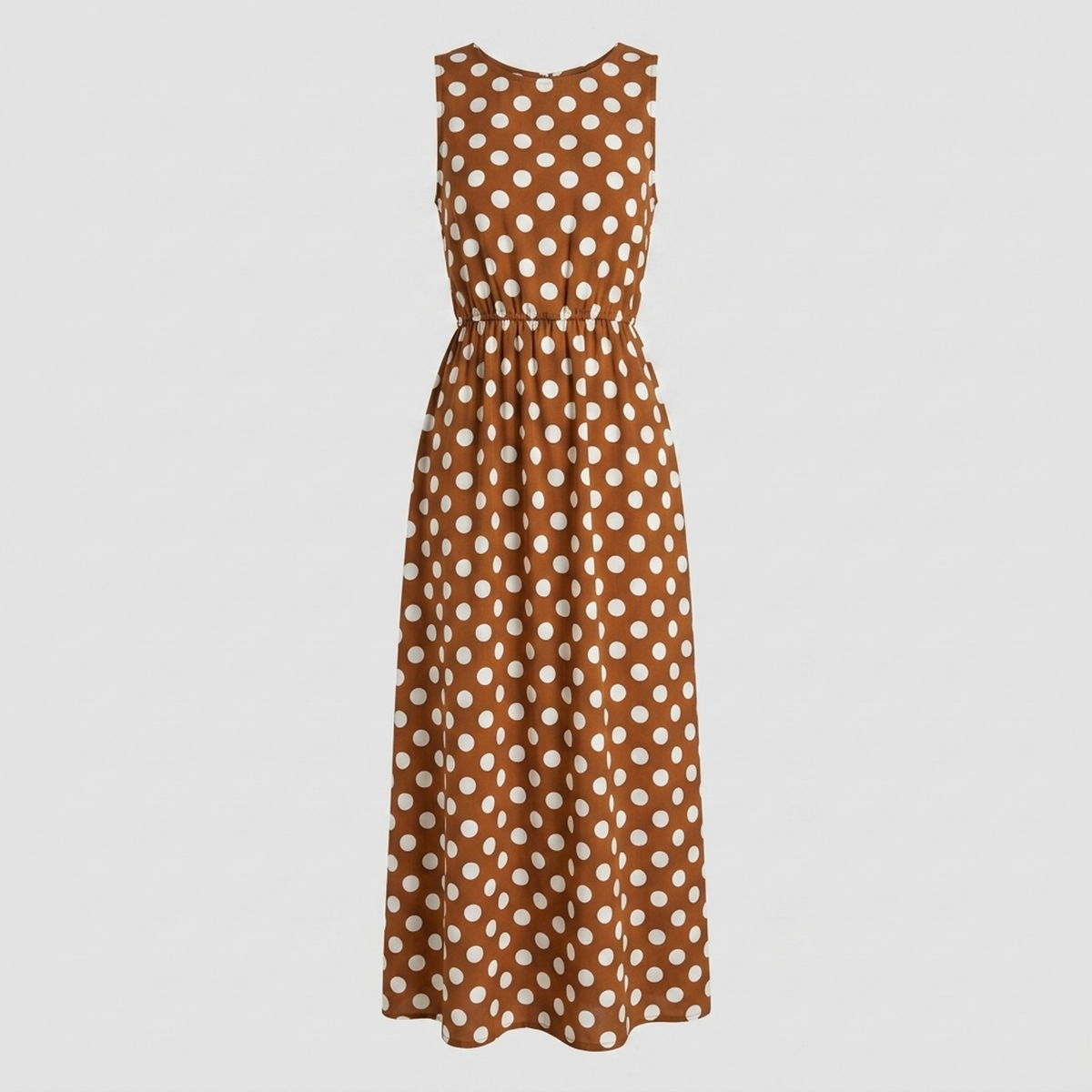 Dotted Breeze Maxi Dress - Effortless Polka Dot Style Brown/White