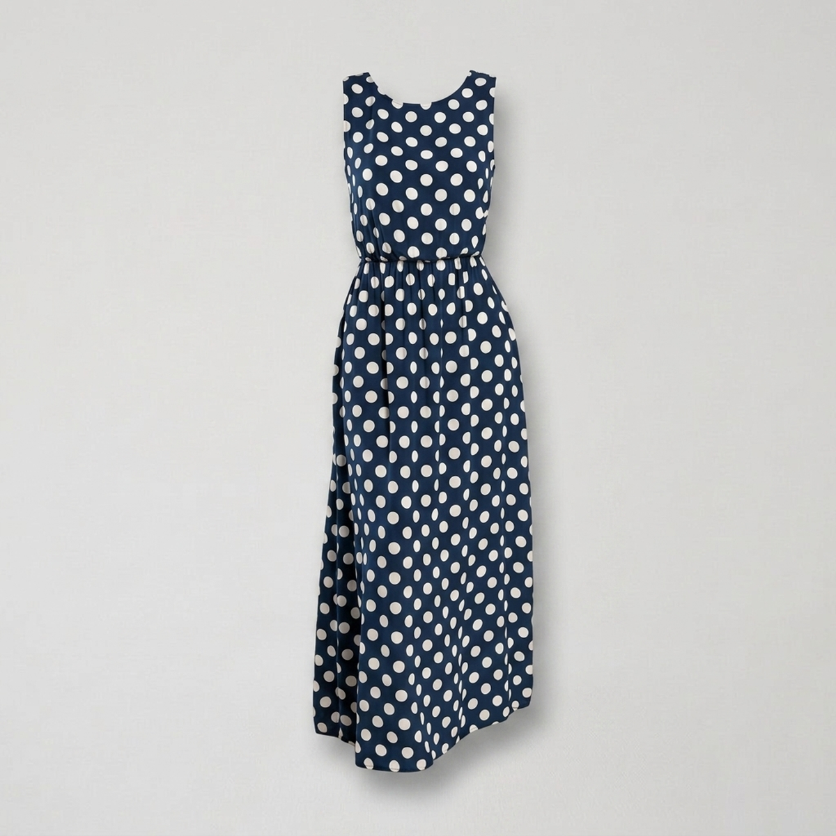 Dotted Breeze Maxi Dress - Effortless Polka Dot Style Navy Blue/White