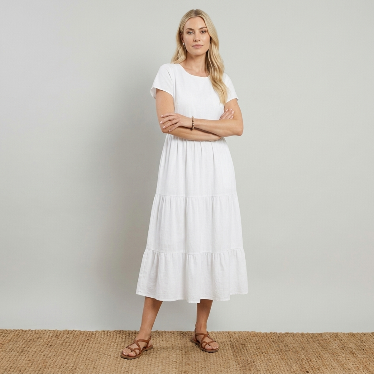 The Effortless Flow Midi Dress White