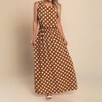 Dotted Breeze Maxi Dress - Effortless Polka Dot Style Brown/White