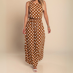 Dotted Breeze Maxi Dress - Effortless Polka Dot Style Brown/White
