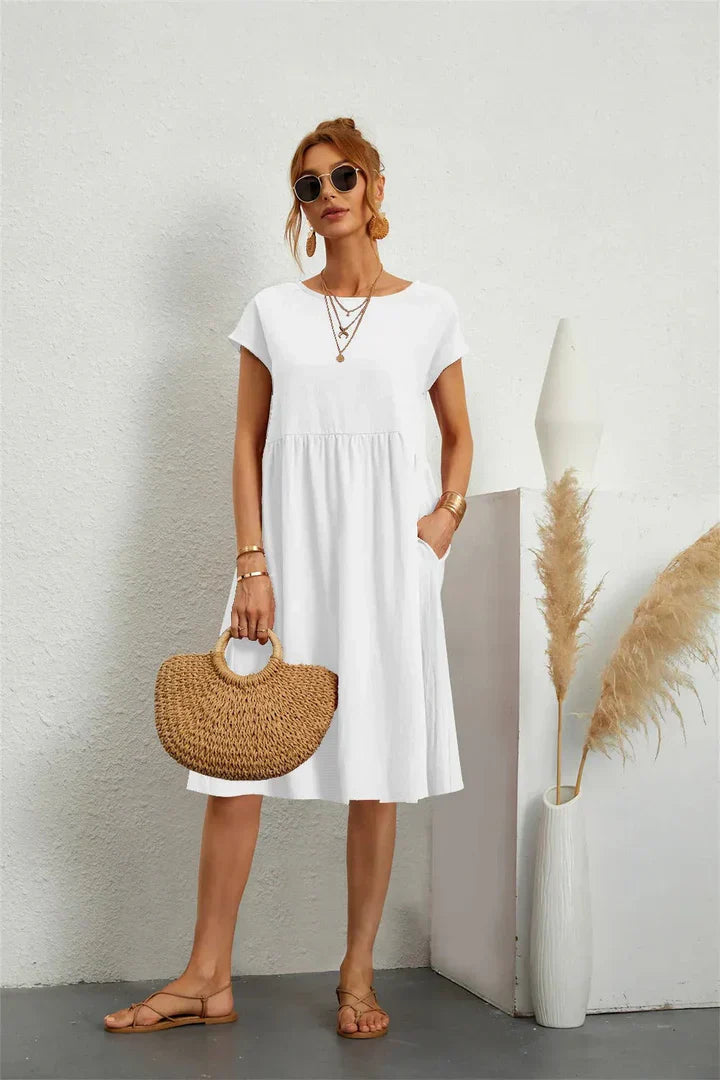 The Effortless Flow Midi Dress White