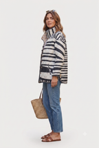 Elevated Stripe Quilted Jacket - Modern Layering Style Black/White